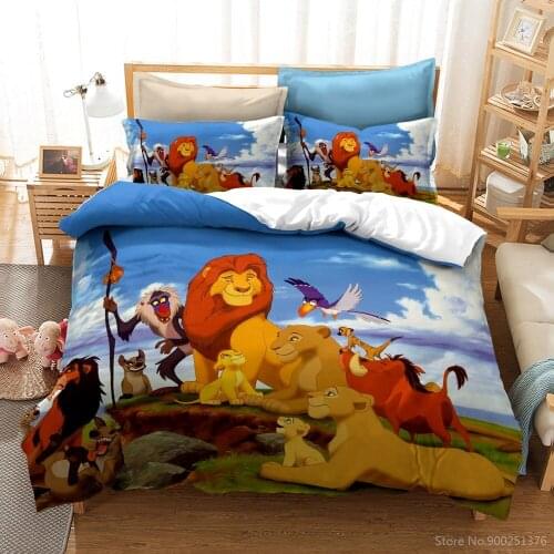 3D Disney Kids Cartoon Film Print Bedding Set Twin Full Queen King The Lion King Comforter Cover Pillowcase Duvet Cover Set Gift