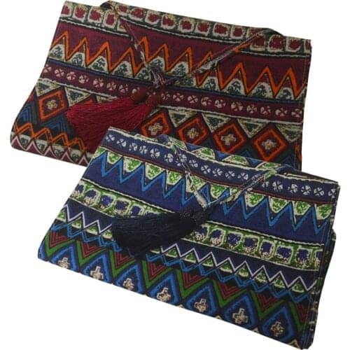 Printed Ethnic Bohemian Style Blue/Burgundy Home Table Runners Cotton Linen Tassel Table Runner For Home Christmas Party Decor