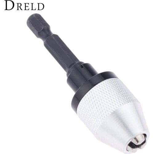 DRELD 1pc 0.3-6.5mm Keyless Conversion Chuck 1/4" 6.35mm Hex Shank Drill Bit Chuck Screwdriver Impact Driver Adapter Converter