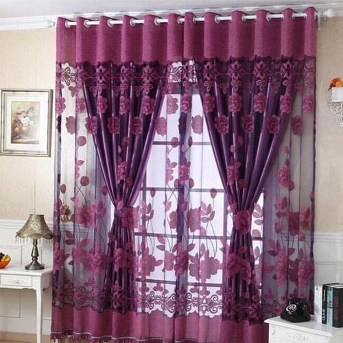 Elegant Luxurious Jacquard Window Curtains Burnout Tulle for Living Room Bedroom Door
