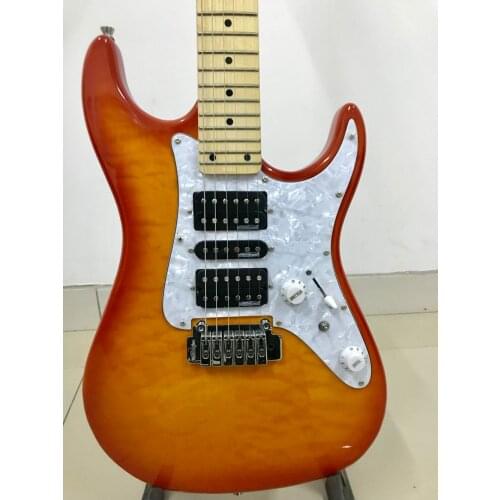 KSG AAA quilted maple electric guitar wilkinson Magneto pickups cherry red burst guitar with locking tuners and mini switch