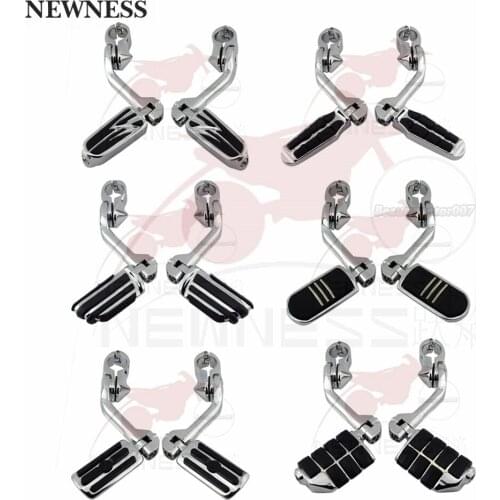 Chrome Highway Foot Pegs Footrest 1 1/4" Engine Guard Mounts Clamps For Honda Yamaha Suzuki Kawasaki Harley Electra Road Glide