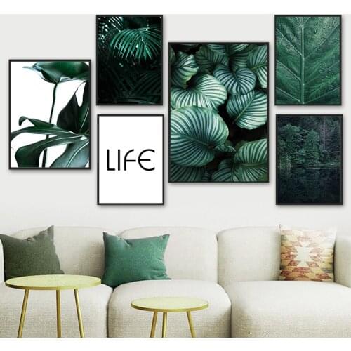Palm Arrowroot Leaf Forest Lake Quote Wall Art Canvas Painting Nordic Poster And Prints Wall Pictures For Living Room Home Decor