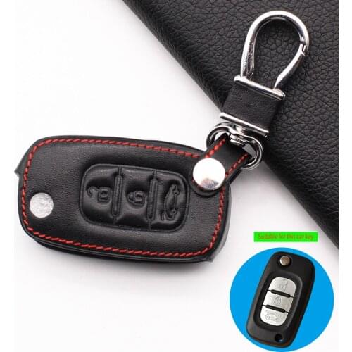 Leather Remote Control Keychain Car Key Cover Case For LADA Sedan / Largus / Kalina / Granta / Vesta 3 button Flip Key Bag