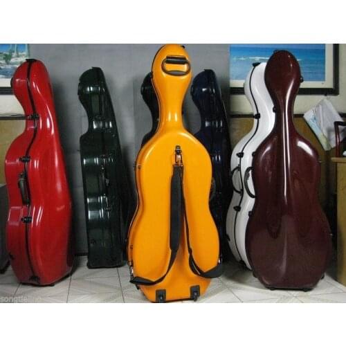 Beautiful 4/4 Yellow fiberglass cello hard case with wheells #6708