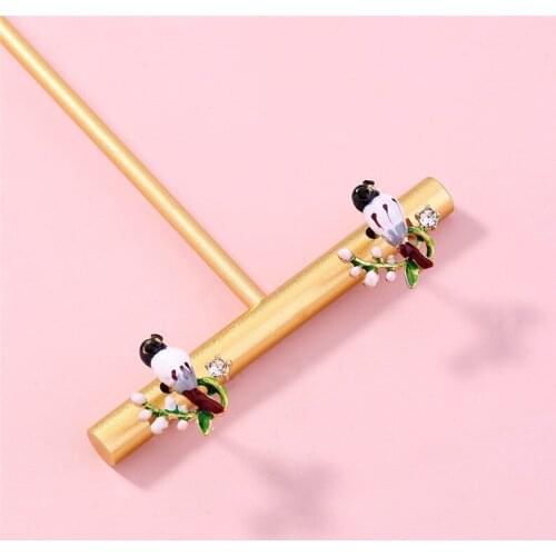 Creative Cute Birds Stud Earrings Colorful Painting Oil Lovely Animal Bird Earrings for Women Fashion Jewelry Sweet Girls Gift