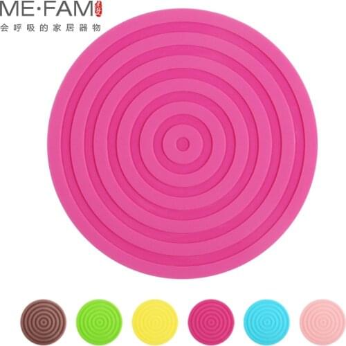 ME.FAM 1 Pieces 10cm Round Ripples Silicone Cup Mat Heat Insulation Pad Non-slip Coasters For Cafe Kitchen Restaurant Office Bar
