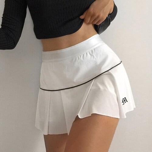 2021 New Korean Fashion Pleated Skirts Woman Mini Skirts Sexy Embroidery Mini Tennis Skirt New Preppy Style Casual Streetwear