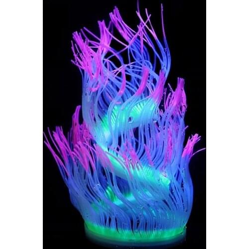 Multicolor Silicone Coral Plant Decor Fluorescent Fish Tank Ornaments Aquarium Sea Anemone Underwater Home Fish Tank Decorations