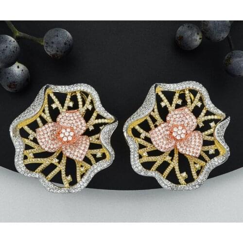 ModemAngel Especially Graphical Flower Full Micro Paved Cubic Zircon Copper Earring For Women Engagement Party Fashion Jewelry