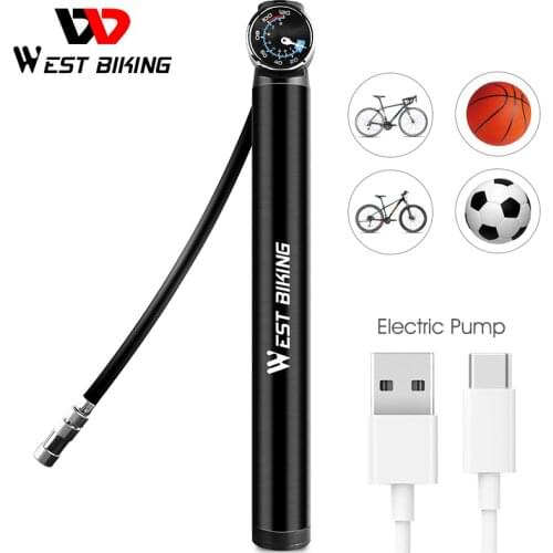 Smart Electric Bicycle Pump 12.8V 120PSI with Hose Pressure Gauge USB Rechargeable MTB Road Bike Tire Air Pump Cycling Inflator