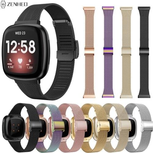 Stainless Steel Bracelet Strap For Fitbit Sense/Versa 3 Smart Watch Band Replacement Milanese Watchband For Fitbit Versa 3