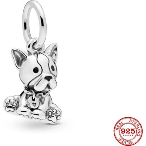 New Original Silver Color Dog Bead Charm Fit European Pandora Charms Bracelet Bangles Diy Jewelry P019