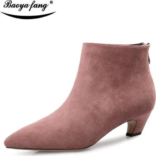 BaoYaFang New Womens winter boots 5cm low heel strange heel womens shoes Ladies ankle boots for women