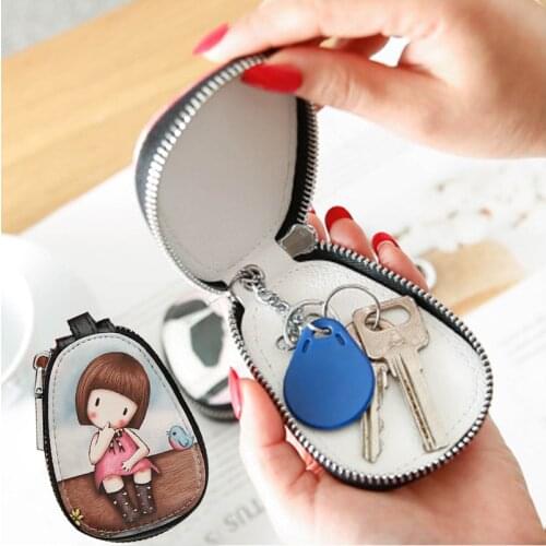 New Fashion Cartoon Women Key Bag Girl Students Leather Key Wallets Key Case for Car Key Chains Cover Lovely Zipper Key Holder