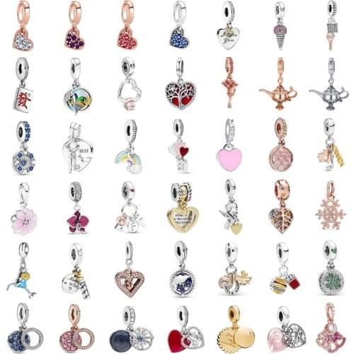 New Fashion Charm Original Diamond Love Rose Rainbow Red Tree of Life Pendant Fits Original Pandora Lady Bracelet Jewelry Gift
