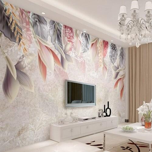 Custom Wallpaper Vintage Hand-Painted Flowers Nordic Minimalist Living Room TV Background Mural Environmental Non-Woven Mural