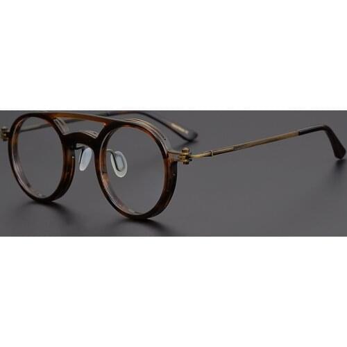 Japanese Handmade Glasses Frame Retro Round Titanium Acetate Eyeglasses For Men Women Prescription Optical Eyewear oculos
