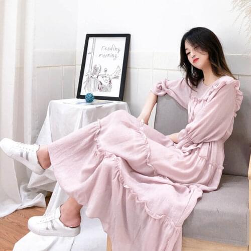 Fairy Dress Women 2021 Summer Elastic Waist Chiffon Dress Summer Flare Sleeve High Waist A-Line Solid Color Ruffles Vestido