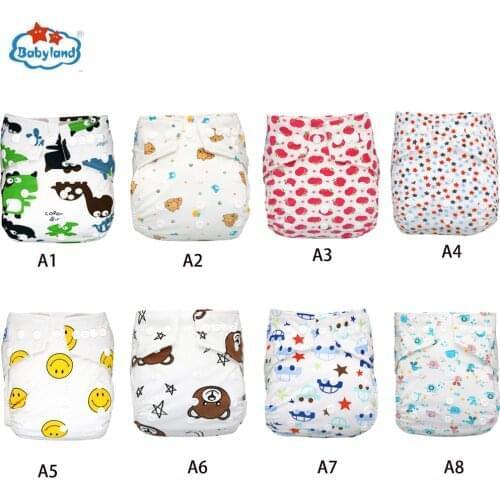 1PC Babyland Waterproof Nappy 100% Cotton Diapers Washable Reusable Baby Diaper Covers Microfleece Linning Newborn Pocket Diaper