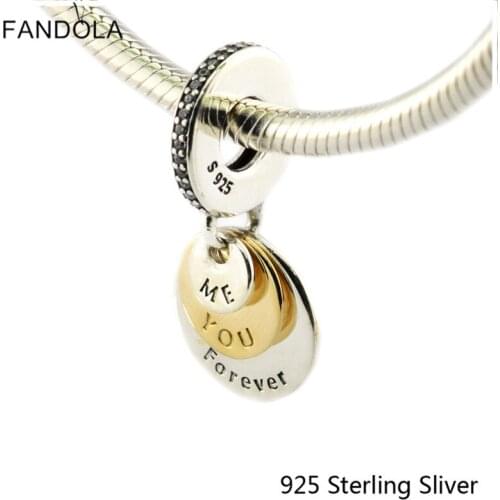 CKK You & Me Forever 14K Gold Charms 925 Sterling Silver Beads Original Jewelry Making Fits For Bracelets