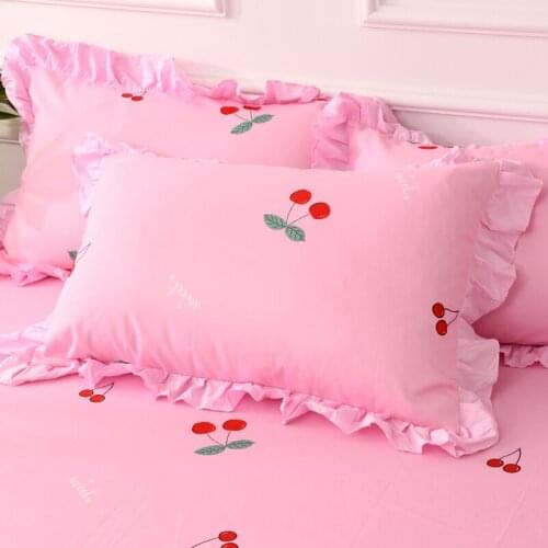 2pcs 48x74cm all Cotton Country princess style Ruffle pillow cover girl cute Bedroom Bedding Soft Sleeping Pillowcase decoration
