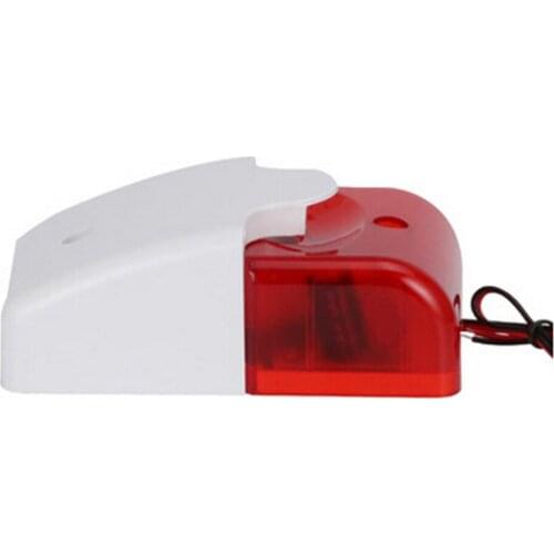 Mini Wired Strobe Siren Durable 12V Sound Alarm Strobe Flashing Red Light Sound Siren for Home Security Alarm System 115dB