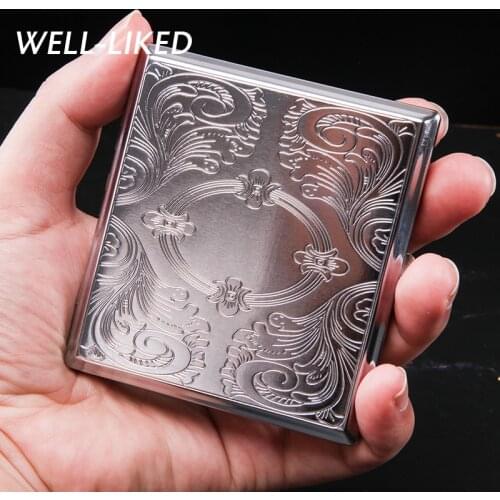 Pupular Personality Creative Vintage Metal Smoking Cigarette Case Fashion Men Cigar Tobacco Holder Pocket Box Container Gifts