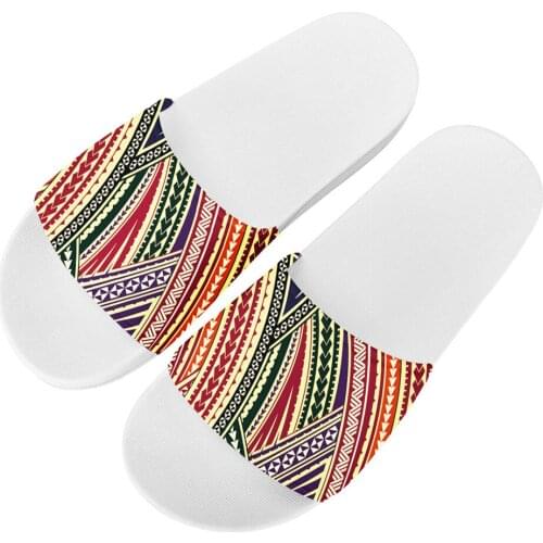 WHEREISART Tribal african Slippers Summer Female Slide Sandals Polynesian Ethnic Style Sleeve Tattoo Pattern Womens Flip Flops