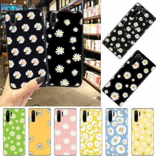 Wildflower daisy flowers Silicone Black Phone Case Funda For Huawei P9 P10 P20 P30 Lite 2016 2017 2019 plus pro P smart