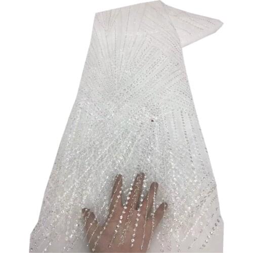 SJ Lace 2021 Luxury Nigerian Mesh Tulle Lace Fabric High Quality Sequins Lace Fabrics French African Net Lace for Wedding x3-69