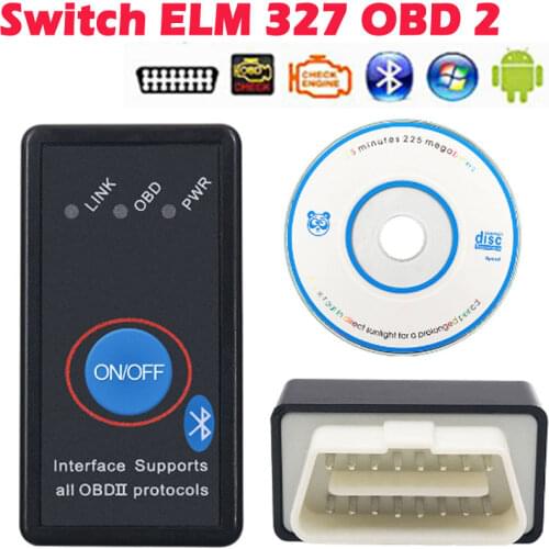 V2.1 Mini OBD2 ELM327 Bluetooth Switch ELM 327 OBD 2 OBD II Diagnostic Scanner Auto ELM327 V2.1 Switch Adapter OBD2 Code Reader