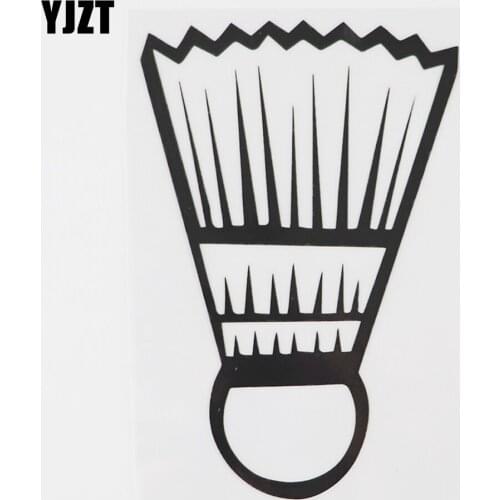 YJZT 11.4CM×16.9CM Cartoon Badminton Shuttlecock Decal Vinyl Car Sticker Black/Silver 8A-1158