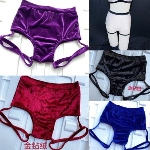 Womens Pole Dance Shorts Rave Clothes Shiny High-waisted Pole Dance Gymnastics Workout velvet Shorts Bottoms stage wear DQS5809