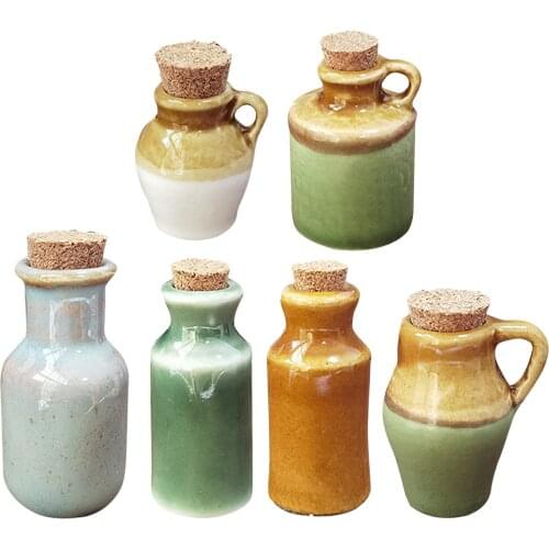 1:12 Dollhouse Miniature Porcelain Pot Tablware Dollhouse Kitchen Accessories Miniature Seasoning Spice Jar Kitchen Play