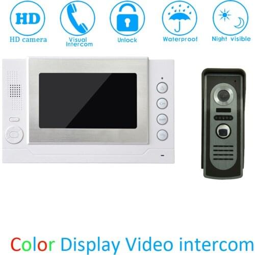 1 Set) Smart Home Door Access Color Monitor Intercom System HD Camera 7" Video Door Phone Waterproof Doorbell Calling System
