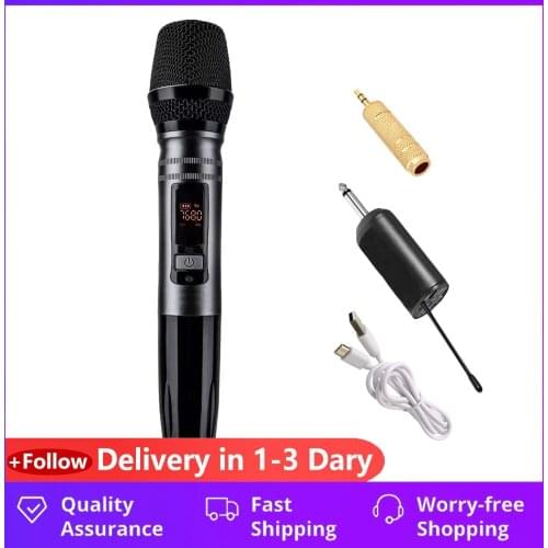 1Pcs/Set Ux2 Uhf Auto Wireless Dynamic Microphone System With Receiver For Amplifier Mixer Speaker Desktop Bus Audio