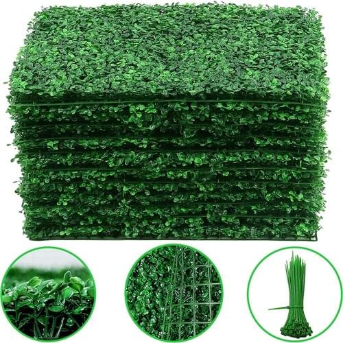 10/12/15Pcs Boxwood Panels- Boxwood Hedge Set UV Protected Privacy Hedge Screen Faux Boxwood for Outdoor, Indoor