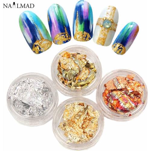 12 Boxes/set Multicolor Nail Foils Shiny Nail Sparkles Gold & Silver Nail Art Glitter Stickers DIY Decoration