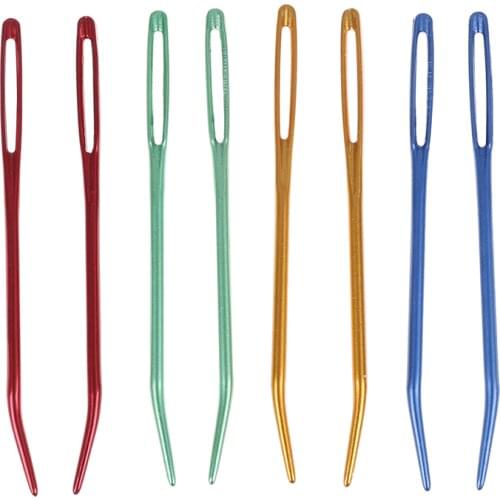 2pcs Aluminum Bent Tip Tapestry Darning Knitting Needles Needlework Crafts Sewing Bent Needle Big Eye Yarn Knitting Needle