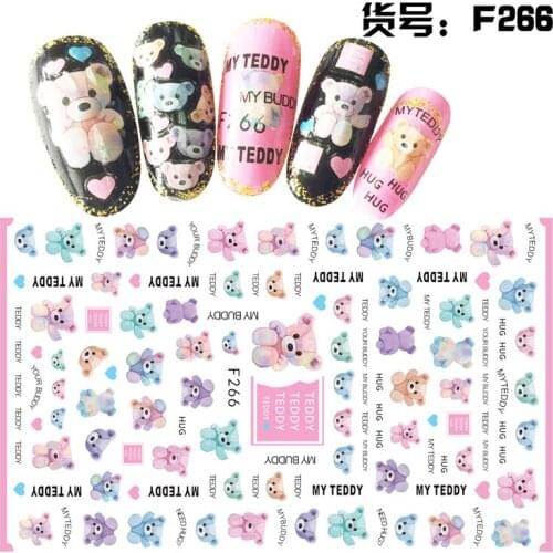 3D Nail Sticker Animal Bear Slider Nails Art Decoration Wraps Decals Cute Design Adhesive Manicure Tips Stickers Pegatina
