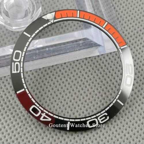 40mm Watch Bezel Black/Deep blue Orange Ceramic Bezel Insert Fit 43mm parnis Automatic Watch
