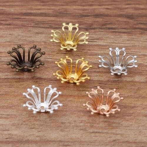 50pcs/lot 17mm Flower Loose Spacer Bead Caps For Diy Jewelry Making Finding Necklace Accessories