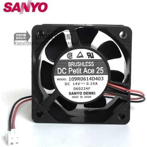 6025 14v 60mm 0.19A double ball bearing cooling fan 109R0614D403 2 wires 60*60*25MM