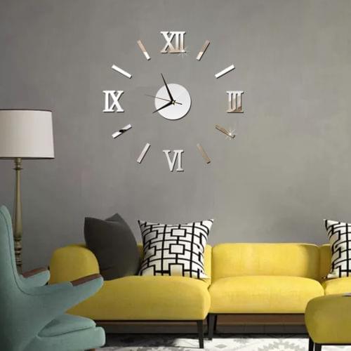 Acrylic Self-Adhesive Wall Clock Luxury Large DIY 3D Mirror Decorative Wall Sticker Living Room Home Decoration