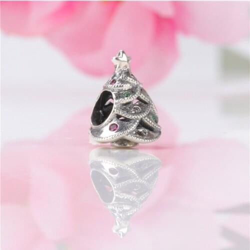 Bewill S925 Sterling Silver New Christmas Tree Beads Fit Original Bracelet Pendant DIY Jewelry Charms Gift