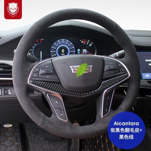 Steering wheel cover for Cadillac CT65 CT4 XT6 XT5 XT4 Real Alcantara Premium hand-sewn grip cover car accessories