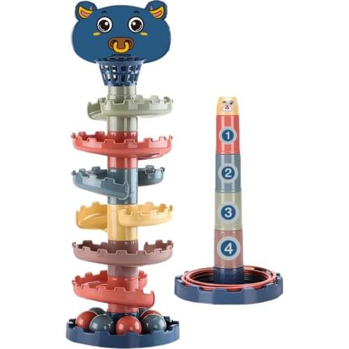 Baby Stacking Cup Toy Tower Rolling Ball Game Montessori Stacking Cup Building Blocks Toys Early Education Toy For Kid Gift
