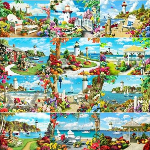 Evershine 5D DIY Diamond Painting Lighthouse Full Square Diamond Embroidery Landscape Cross Stitch Garden Home Decorations