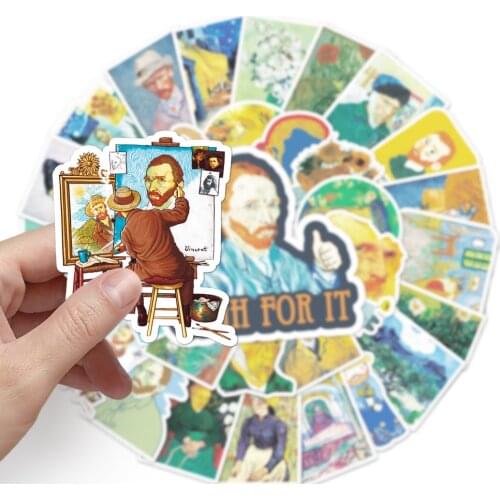 10/50PCS Oil Painting Art Van Gogh Mona Lisa Cartoon Graffiti Laptop Luggage Hand Account Decoration Stickers Toys Wholesale